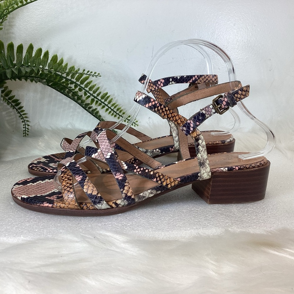 MADEWELL THE LORI LEATHER SNAKE EMBOSSED STRAPPY SANDAL SZ 9 - Picture 7 of 12